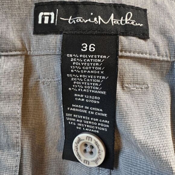 Travis Mathew Men's Flat Front Performance Tech Chino Golf Shorts Gray Size 36 - Picture 3 of 7